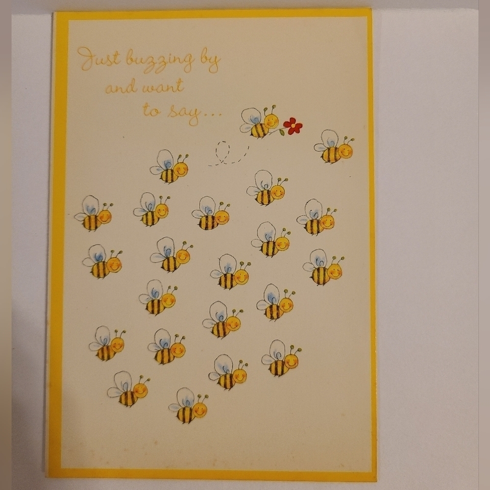 Vintage Hallmark Bee Theme Just Saying Hello Card - New with Envelope